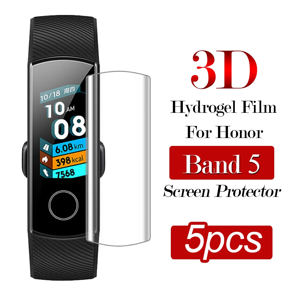

5pcs 3D Hydrogel Film on Honor Band 5 Screen Protector for Huawei Honor Band5 Full Cover Protection Anti-Scratch Bubble Free