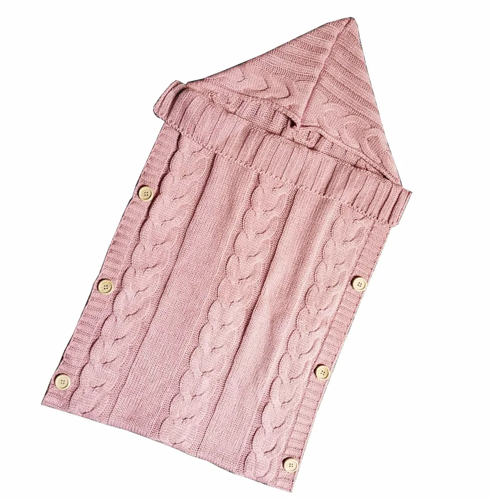 Новорожденные детские зимние спальные мешки Пеленальное Одеяло конверт для Новорожденные Девочки Мальчики вязаный крючком свитер спальный мешок - Цвет: Pink1