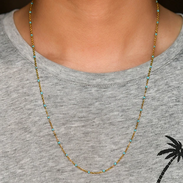 Width 2MM Chain Stainless Steel Gold Steel Choker Chain Enamel Satellite Beaded Cable Ball Necklace Women Man Jewelry Gift