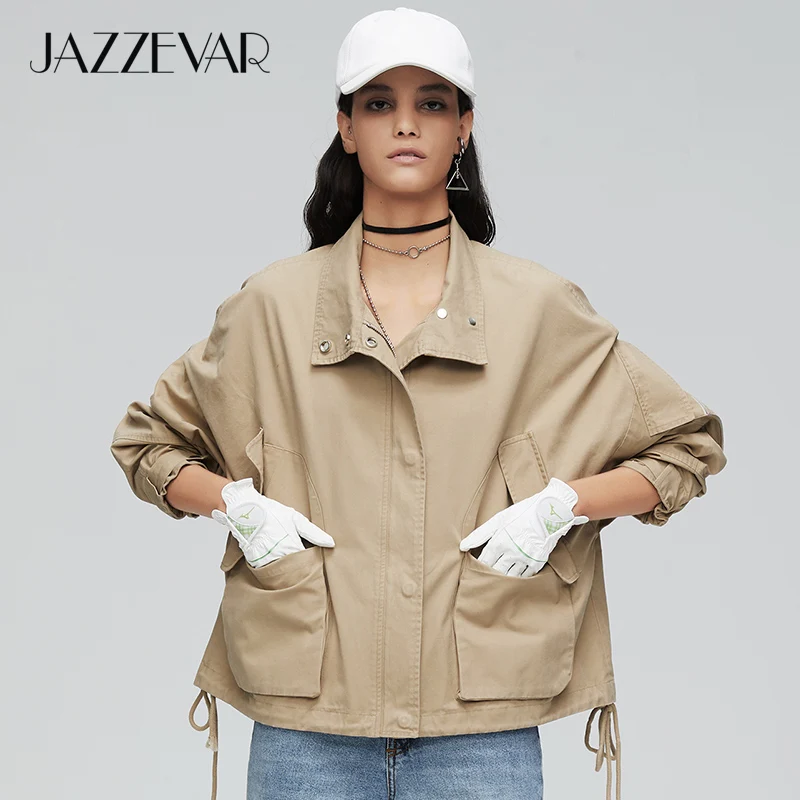 JAZZEVAR Новое поступление осенняя куртка для женщин розовый цвет высокое качество короткий стиль модная ветровка женская весна осень 9023