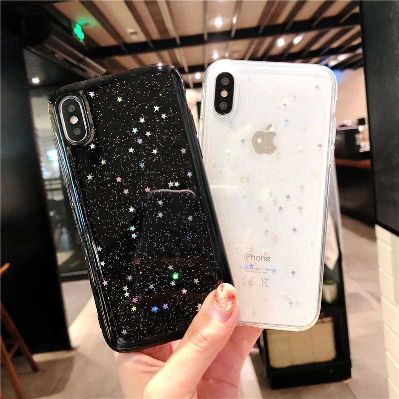 Милые блестящие мягкие чехлы из ТПУ для iphone 11 Pro XS Max XR X 8 7 6 6S Plus прозрачный чехол |