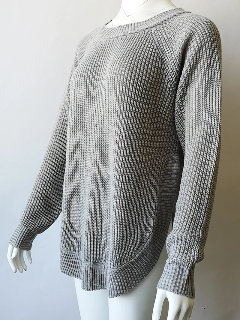 RONNYKISE вязаные свитеры Женская модная футболка с рисунком и Разделение с круглым вырезом и длинными рукавами, пуловер, свитер, осень на зиму, теплый, для женщин, одежда