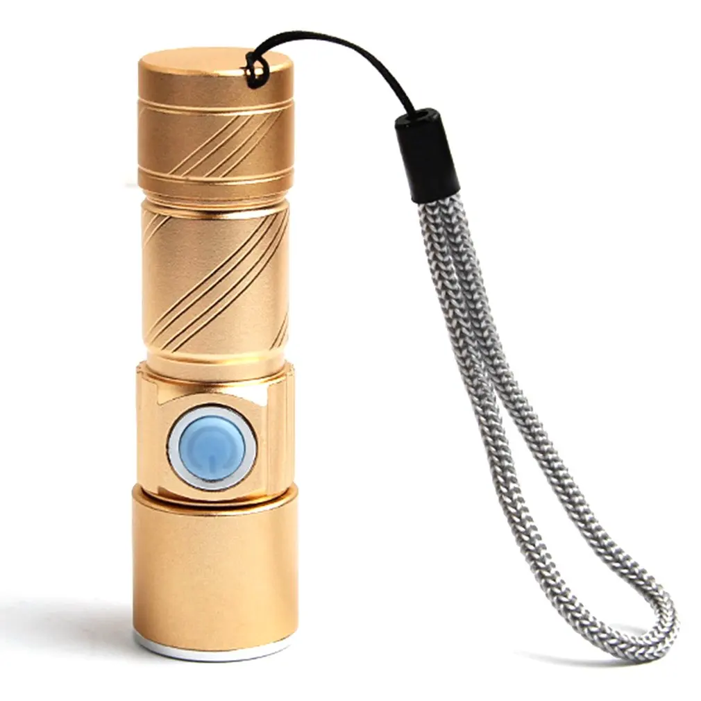 

Aluminum Alloy Mini LED Flashlight USB Rechargeable Telescopic Zoom Flashlight Outdoor Camping Torch Lamp
