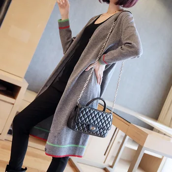 

Loose Medium Long Knitted Sweater Cardigan Lady Fall New Women's Clothes Thin Style Sweater Coat Woman Invierno 2019