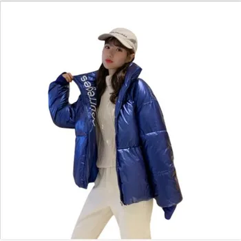 

Winter Glossy Down Parka women's jackets Winter Warm Thick Parka Stand Collar Coat2019New Winter Collection Harajuku Style H106