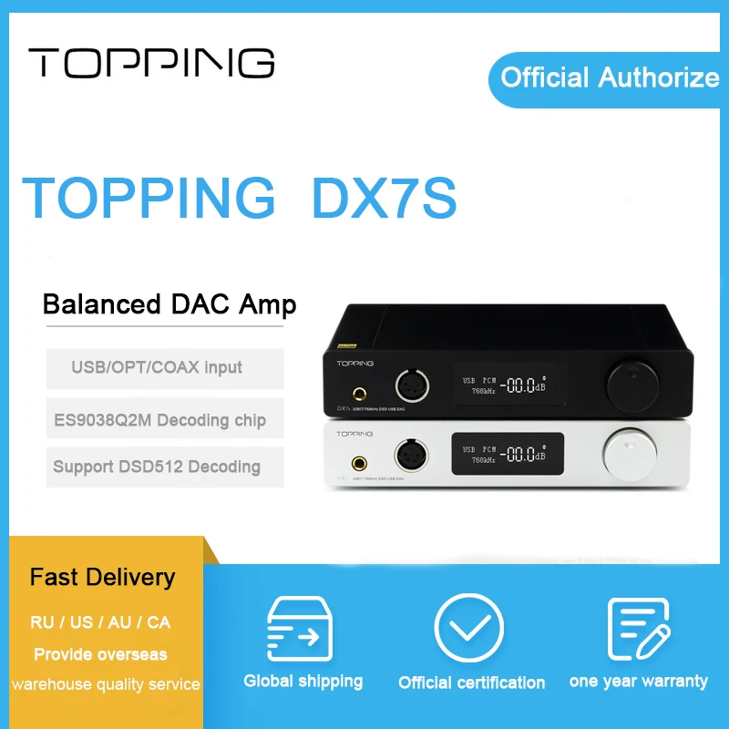 

Topping DX7S balanced Headphone Amplifier ES9038Q2M 32Bit/768K XMOS(XU208)+OPA1612 USB/OPT/AES/COAX input DSD512 amp coupons