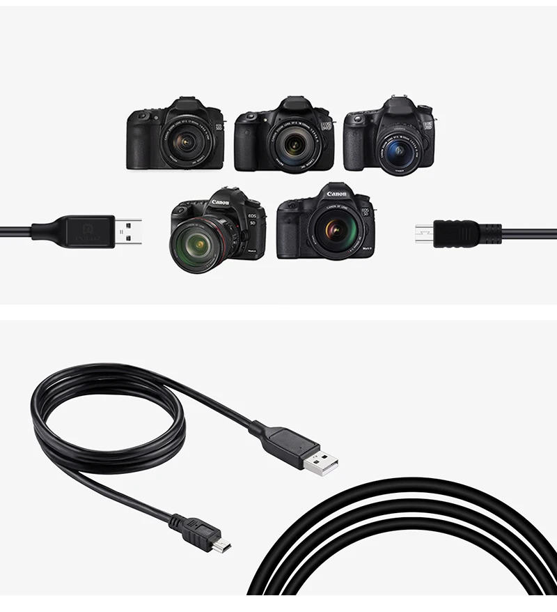 1 м Мини 5pin USB кабель для синхронизации данных для Canon EOS 50D/60D/70D/5D2/5D3