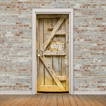 

2pcs/set 3D Simulation Door Wall Sticker Murals Adhesive Self Door Windows Tiles Mirrors Stickers Mural Home Living Decor