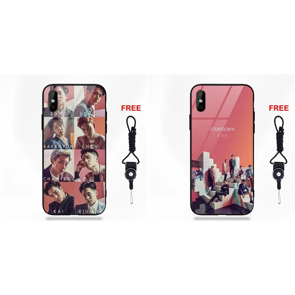 Мягкий ТПУ чехол+ закаленное стекло Coque Shell Kpop Exo обратного отсчета для Apple iPhone 5 5C 5S SE 6 6S 7 8 Plus X XS Max XR