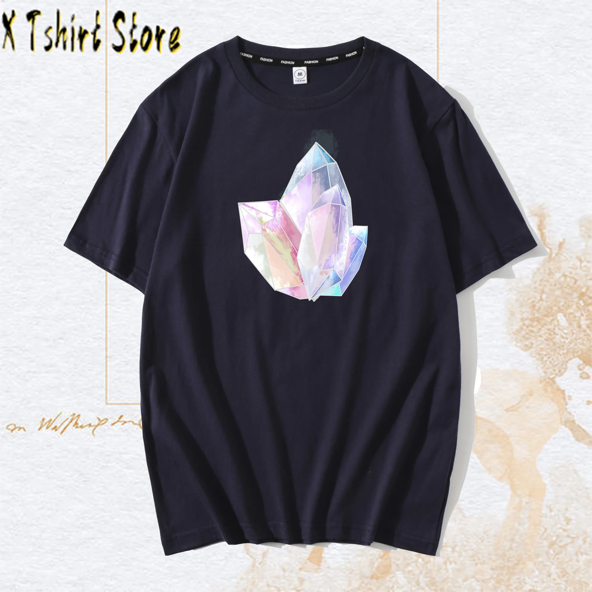 Hillbilly 2020 new Women Cotton T-Shirts Crystal Print Ladies Shirt Short Sleeve Knitted Stretch T-shirt New T Shirts Uni | Женская