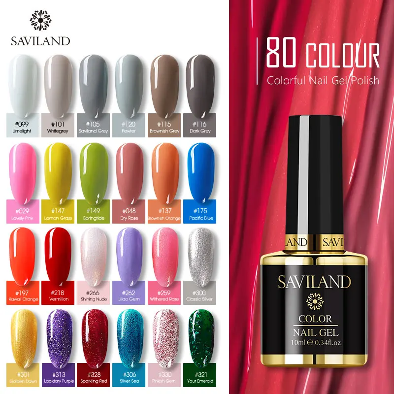 

SAVILAND Gel Nail UV Varnish Semi Permanent Primer 80 Colors Permanent Primer Top Coat Nail Art Gel Lacquer