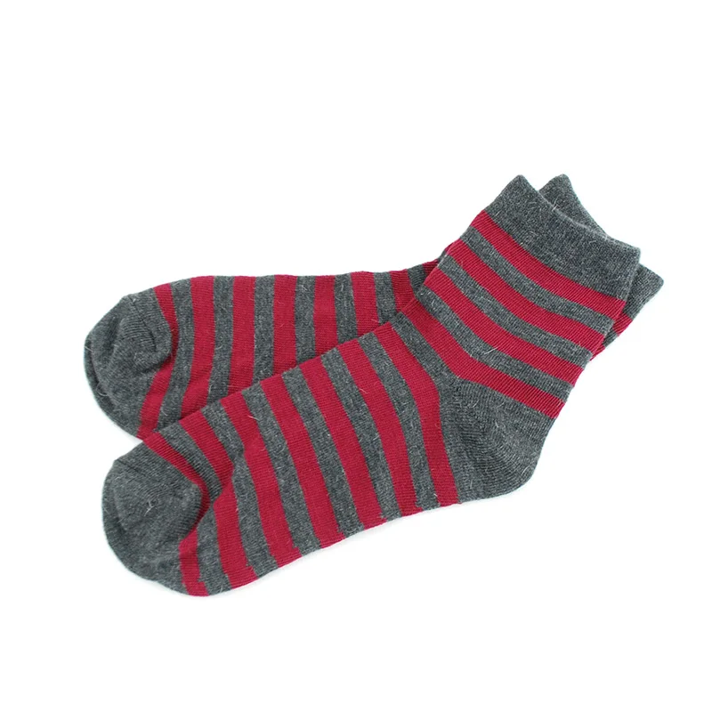 Детские носки из мериносовой шерсти; теплые зимние носки в полоску для маленьких девочек и мальчиков; цветной носок - Цвет: Арбузно-красный