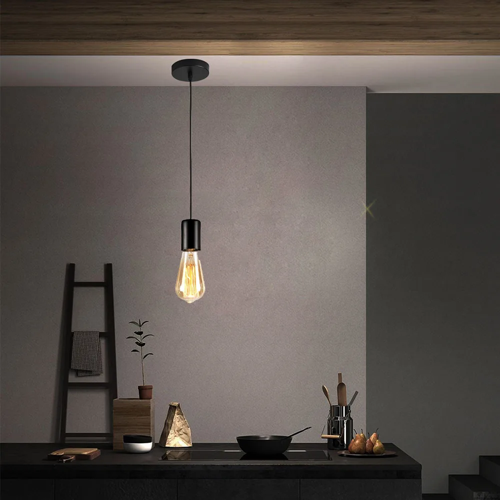 1m E27 Lamp Base Socket Ceiling Pendant Light Lamp Holder White Bases Hanging Light Fitting Decor