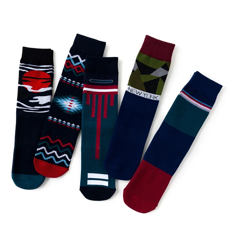 Мужские носки в стиле харадзюку уличные ретро хлопковые короткие с принтом