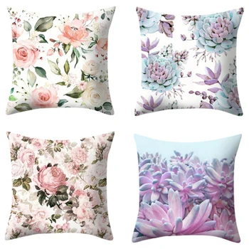 

Flower Succulent Print Sofa Mattress Cover At Home Hotel Bed Car Seat Back Decoration Soft Cushion Cover