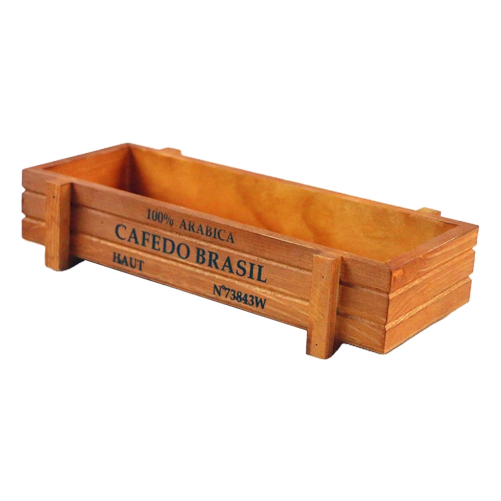 Wooden Box Succulent Plant Flower Pot Art Craft Container Yard Flower Holder