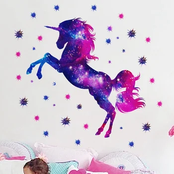 

Cartoon Colorfull Unicorn Animals Wall Stickers Kids Room Decor Wall Stickers Art for Living Room Nursery Baby Children Decor