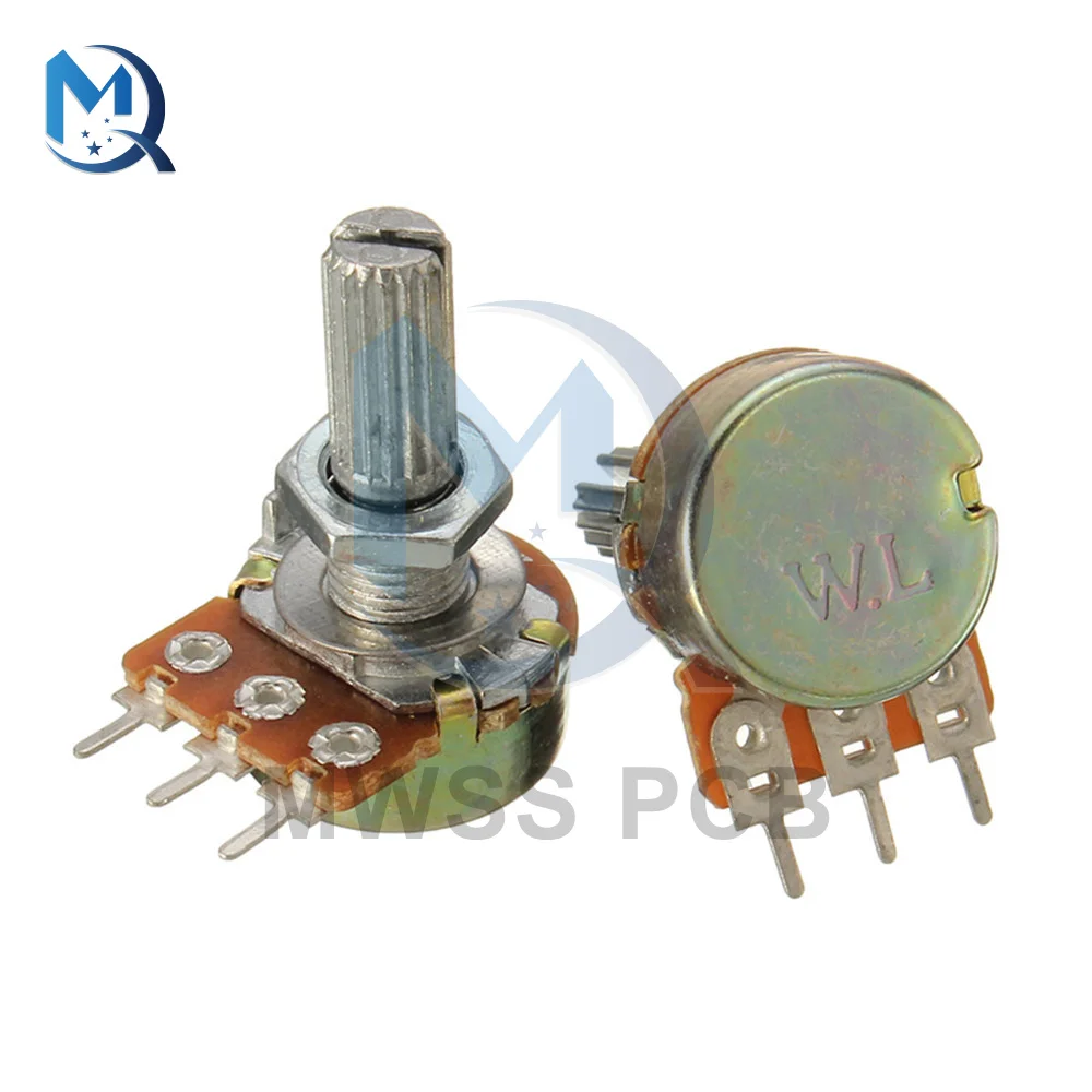 VISSQH 20 Pièces 1K 10K 50K 100K Ohm 3 Pins 3386P Trimmer Potentiomètre Avec Bouton 3386P Potentiomètre De Mini,Planche à Pain Trimmer Potentiomètre (bleu