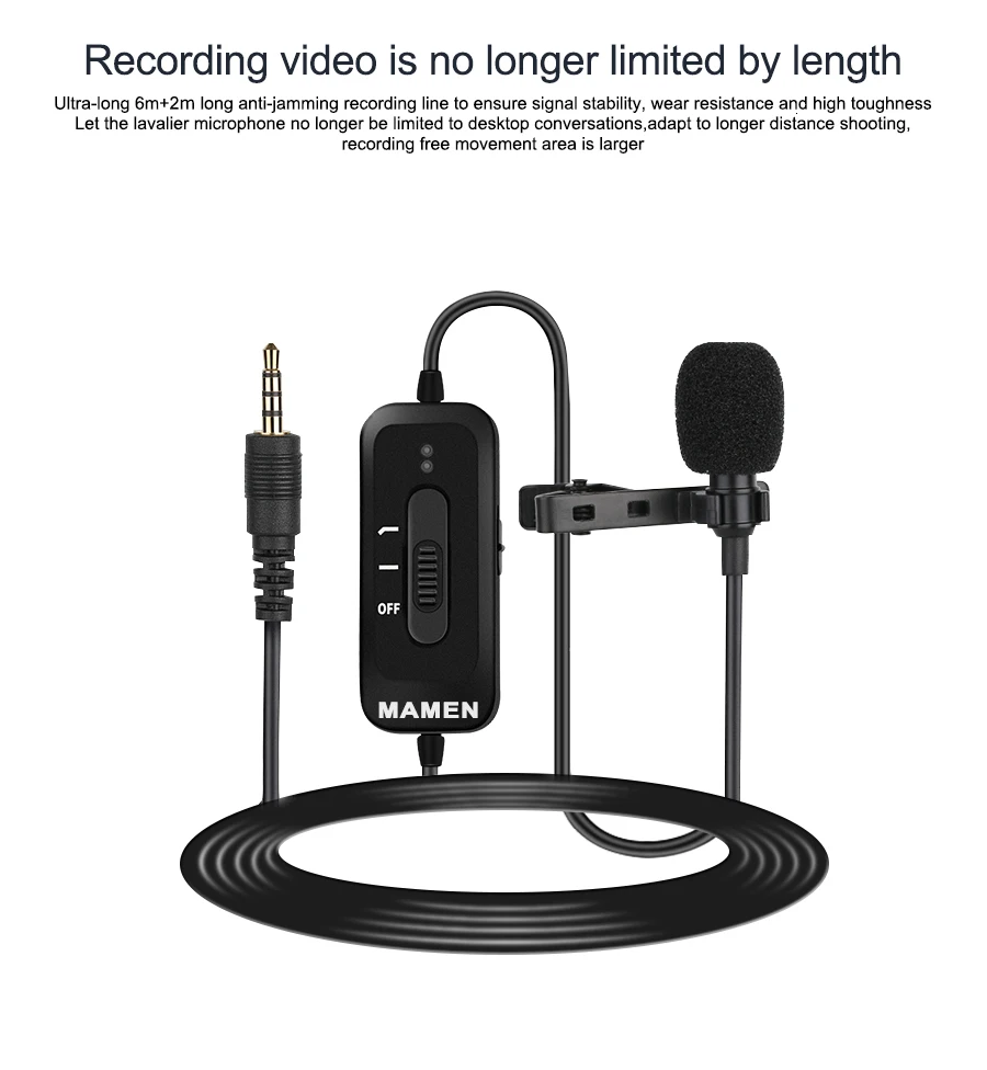 Петличный микрофон Hands Free Clip-on нагрудный микрофон с всенаправленным конденсатором для Подкаст записи DSLR камеры смартфона