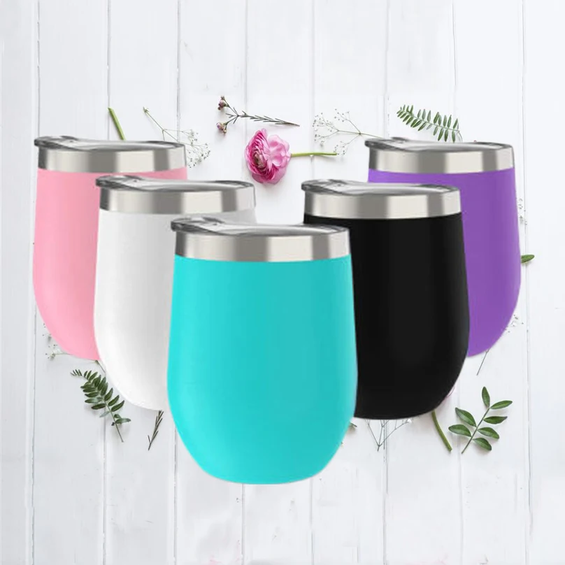 12 унций нержавеющая сталь Stemless бокалы для вина с вакуумной изоляцией чашки для напитков