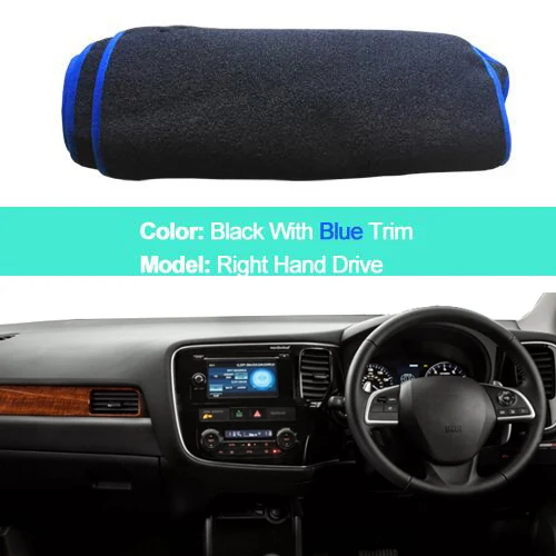 2 слоя авто внутренняя панель приборов покрытие тире коврик солнцезащитный коврик для Mitsubishi Outlander - Название цвета: Blue Trim RHD