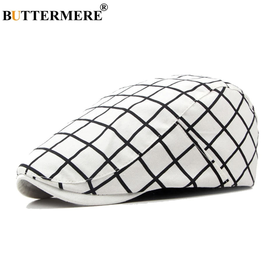 BUTTERMERE Plaid Beret Hats Women White British Cotton Flat Cap Male  Checkered Classic Fashion Designer Casual Gatsby Caps|fashion flat cap|flat  capflat cap fashion - AliExpress