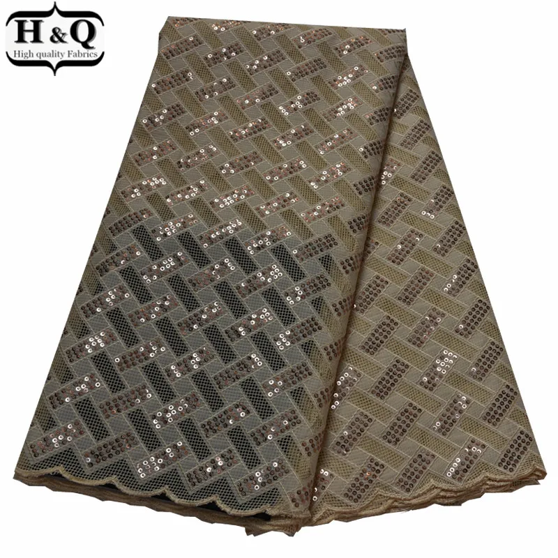 

Hot Golden Nigerian Mesh Lace With Chiffon Patchwork High Quality African Lace Fabric Shiny Sequins Lace For Evening Long Dress