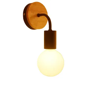 

Modern nordic simple LED E27 Wood style wall light bed room bedside foyer study aisle dining room Children room wall lamp