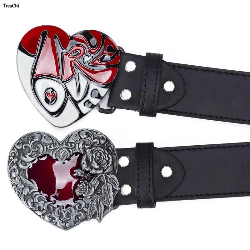 High Fashion Leather Belt Arrow Heart Love Metal Buckle Waistband