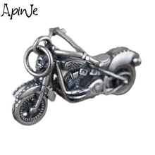 Apinje 990 Fine Silver Skull Pendant Motorcycle Dangle Charm Punk Hip Hop Rock Men Jewelry Necklace Pendant