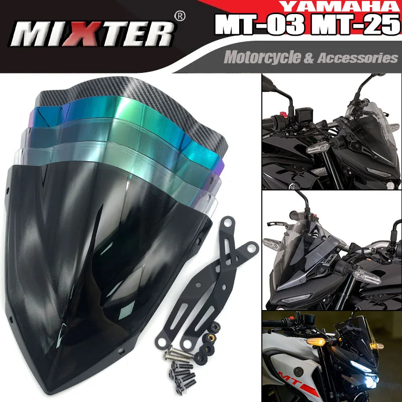 Motorcycle Windshield Motorcycle Sports Touring Front WindScreen Viser Visor Wind Deflector For YAMAHA MT25 MT03-2025 MT-25 MT-03