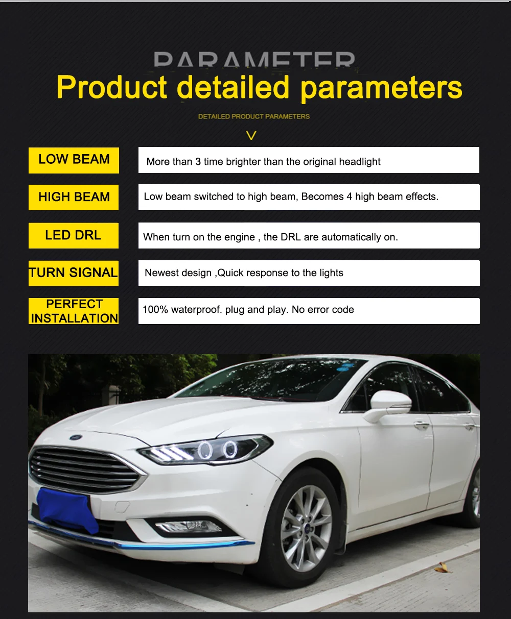 Пара для Ford Mondeo светодиодный фары- Mondeo HID фары биксеноновые фары противотуманные дневные ходовые огни динамический поворот