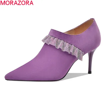

MORAZORA 2020 New Brand spring high heels shoes high quality sheepskin party shoes fashion stiletto heels pointed toe shoes