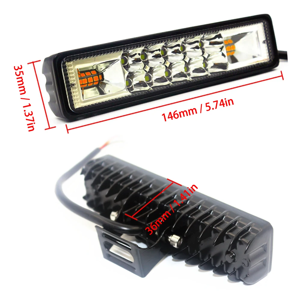 48W Strobe Flash Work Light Led Light Bar For Offroad Atv Jeep Suv Moto G3L2