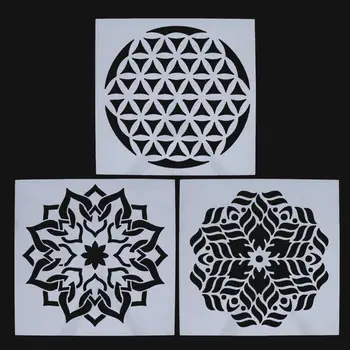 

3PCS Mandala Painting Template 30*30CM Inkjet Floor Wall Stone Art Hollow Painting Template