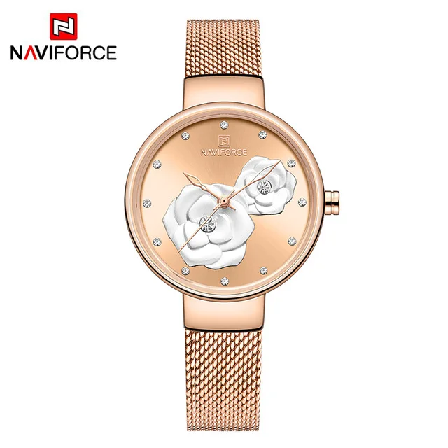Топ люксовый бренд NAVIFORCE женские часы модные креативные 3D розовые женские наручные часы повседневные часы женские часы - Цвет: rose rose