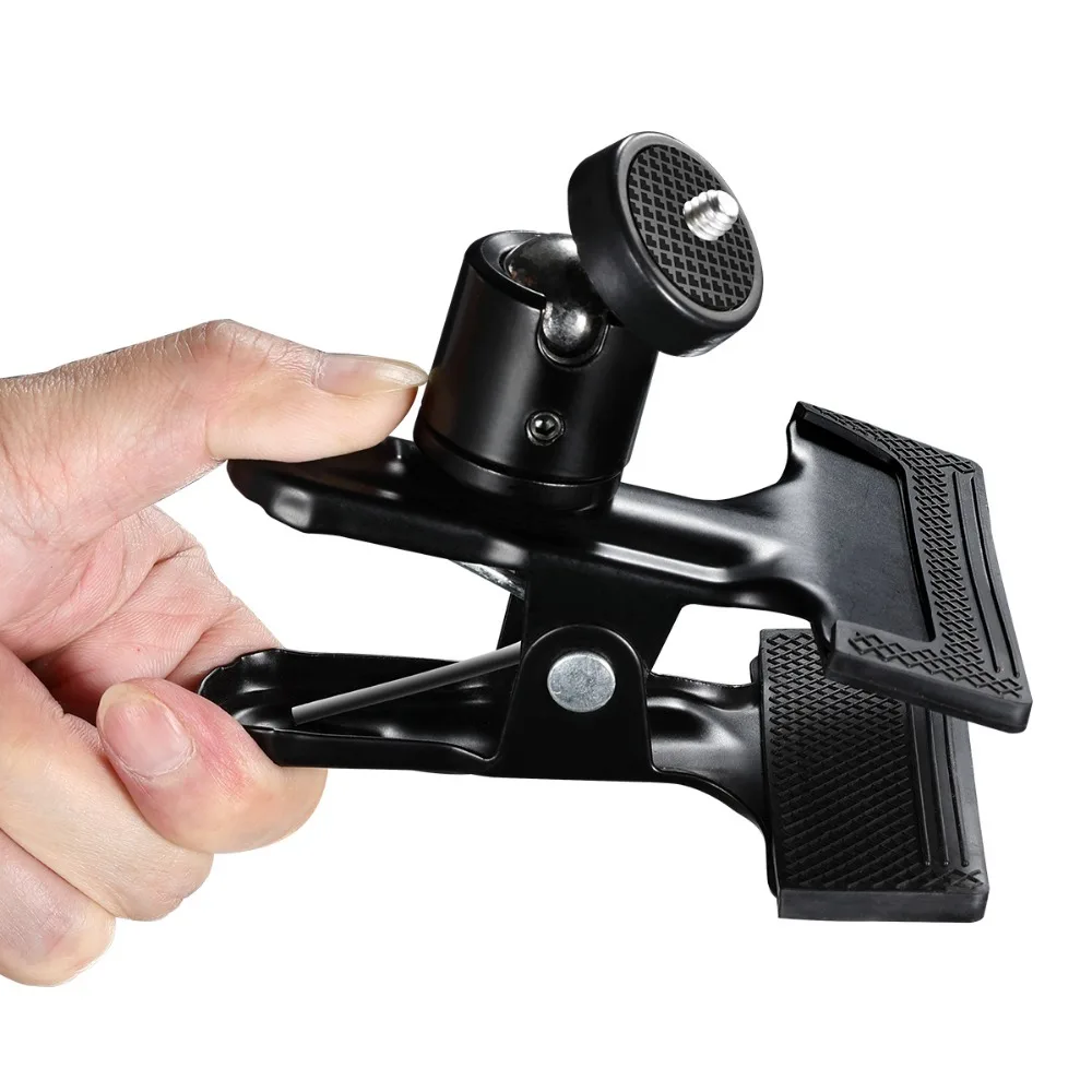 Supon Multi-Function Clip Clamp with Ball Head for Cameras Flash Tripod Attachment