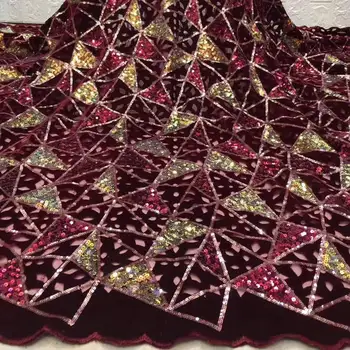 

High Quality Nigerian Wedding Lace Fabric Red Color Latest African Tulle Lace French Net Lace Fabric With Sequins For Dress JX14