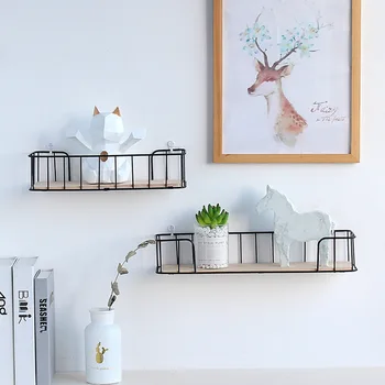 

Decorative iron wooden Storage Rack Wall Shelves Garage Kit storage rack Room decoration stacks Ornaments floating shelves