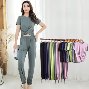

2020 SPRING pajamas women tracksuits Slimming casual Suit Two-Piece SET Modal Home SUITS Service Women Can Wear outside