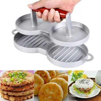 

Double Aluminum Burger Press Non Stick Hamburger Maker Beef Meat Patty Mold for BBQ Grill Effient Kitchen Gadget Tool