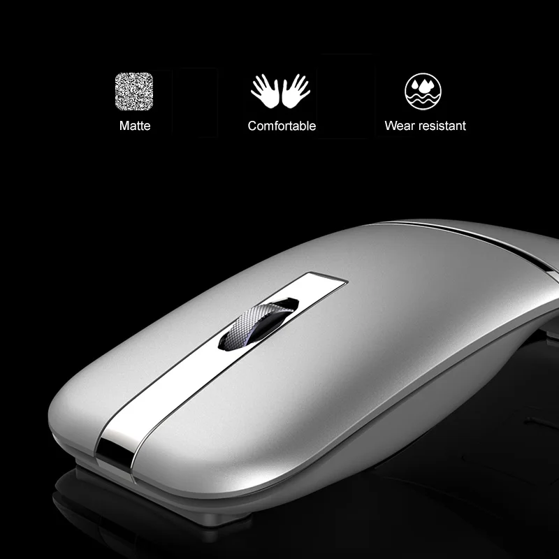 2.4G USB Wireless Bluetooth Folding Mouse Rechargeable Ergonomic Gaming Mouse For Macbook Lenovo Asus HP Computer Gaming Mouse
