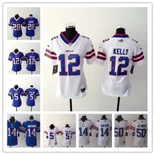 Женщины Леди Все сшитые Buffalo s#14 Sammy Watkins#5 Tyrod Taylor#25 LeSean McCOY#90 Shap Lawson#12 Jim Kelly Jersey