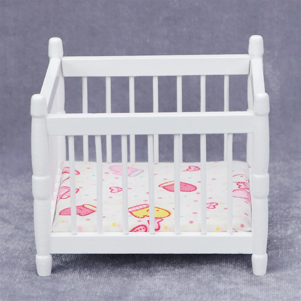 1/12 Scale Wooden Dollhouse Baby Bed Miniature Mini Furniture for Kids Toy Life Scene Decor Crafts Gifts | Игрушки и хобби