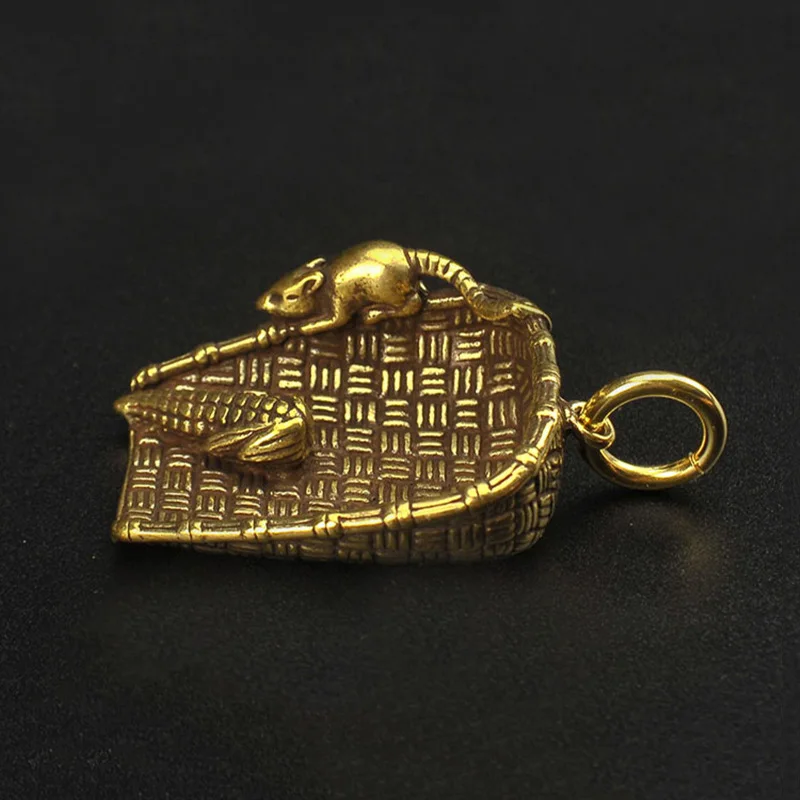 rat corn keychain pendants brass (5)