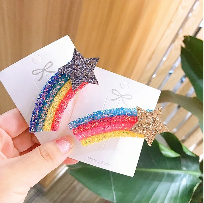 Boutique-10pcs-ins-Fashion-Cute-Glitter-Star-Hairpins-Solid-Rainbow-Star-Hair-Clips-Princess-Headwear-Hair