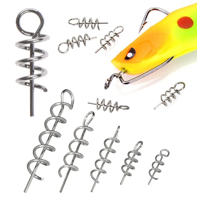 Soft Lure Baits Hook Pin Spring Fixed Lock Fishing Screw Needle 14