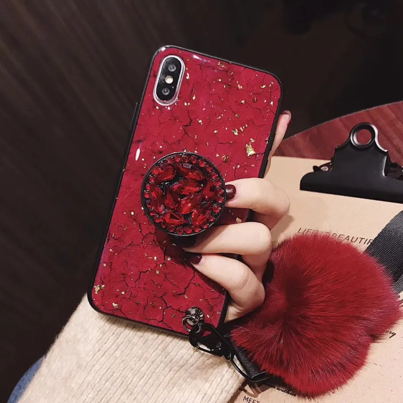 

For Apply Iphone se 6 Xs Max Bring Sika Apple Glue Gold Foil Soft 6s case silicone Jewel Bracket waterproof bag cover Hand Shell