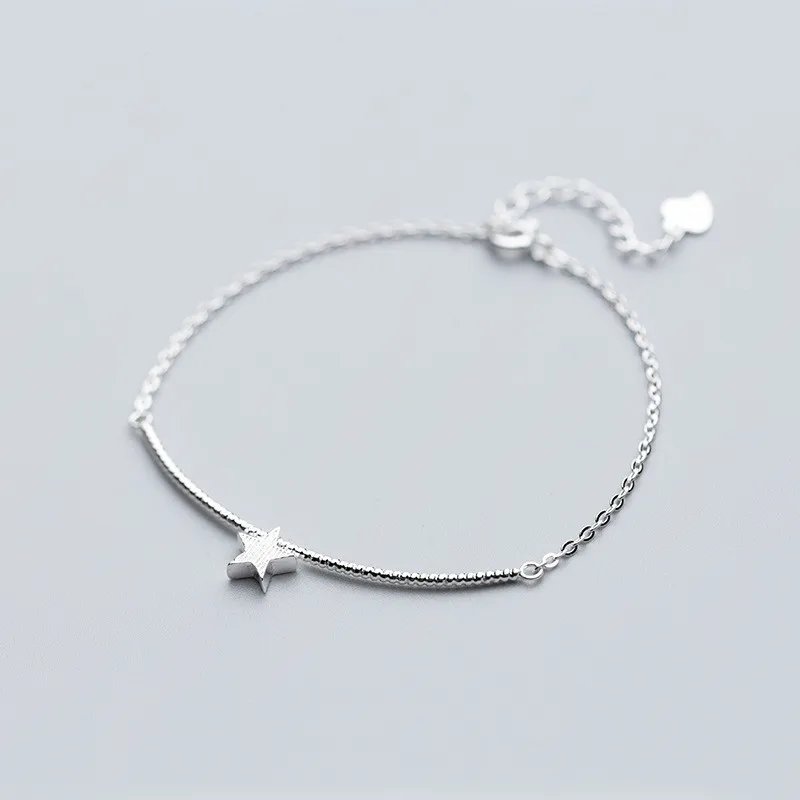 Романтичный минималистичный скрученный сложенный браслет со звездами, хорошее ювелирное изделие, модное Настоящее 925 пробы, серебряный браслет для женщин, аксессуары