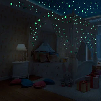 

104/407 pcs Luminous dots stars 3D Wall Sticker for kids room living room bedroom decoration decals Glow in the dark Stickers